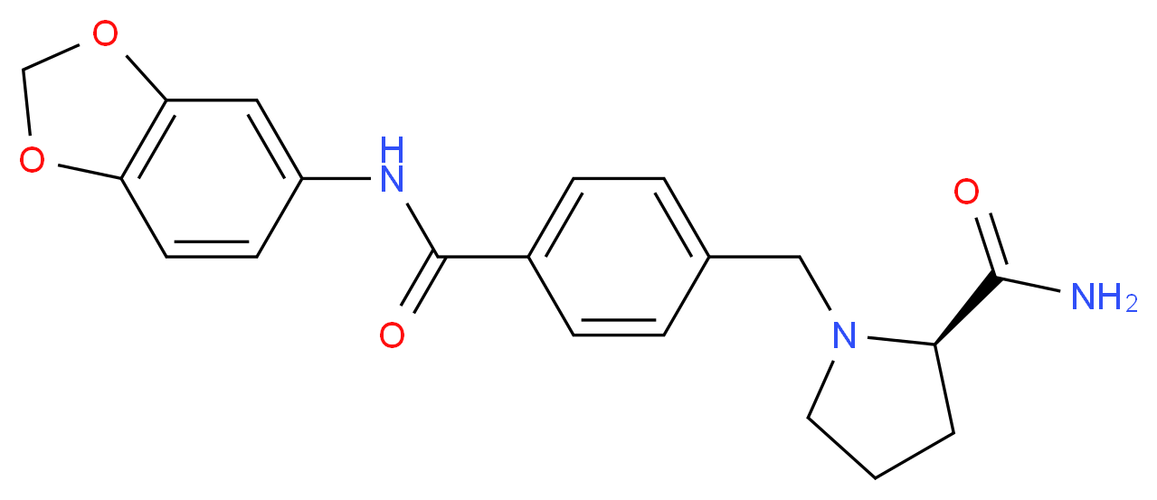(2R)-1-{4-[(1,3-benzodioxol-5-ylamino)carbonyl]benzyl}pyrrolidine-2-carboxamide_Molecular_structure_CAS_)