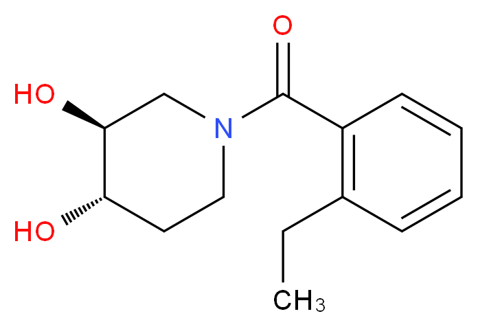 (3S*,4S*)-1-(2-ethylbenzoyl)piperidine-3,4-diol_Molecular_structure_CAS_)