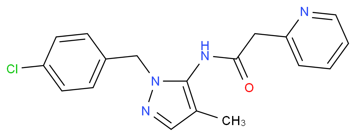 N-[1-(4-chlorobenzyl)-4-methyl-1H-pyrazol-5-yl]-2-pyridin-2-ylacetamide_Molecular_structure_CAS_)