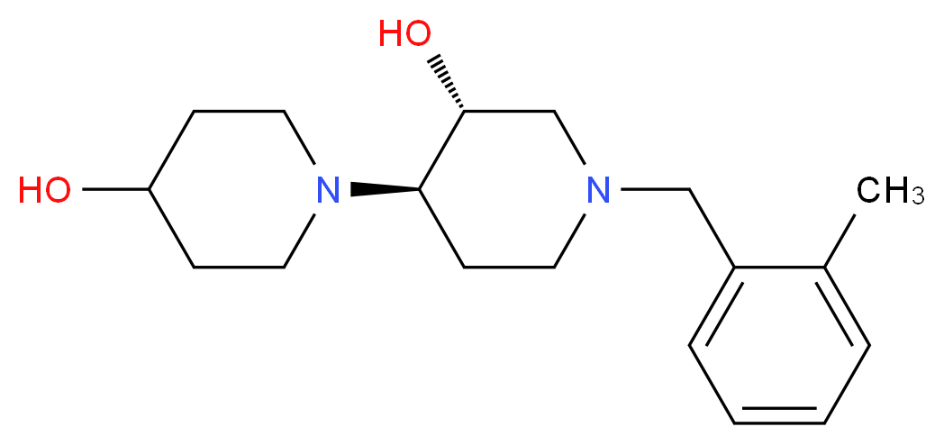 (3'R*,4'R*)-1'-(2-methylbenzyl)-1,4'-bipiperidine-3',4-diol_Molecular_structure_CAS_)