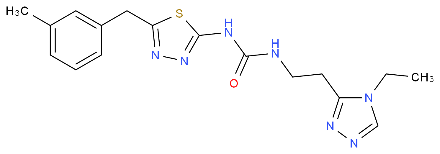 N-[2-(4-ethyl-4H-1,2,4-triazol-3-yl)ethyl]-N'-[5-(3-methylbenzyl)-1,3,4-thiadiazol-2-yl]urea_Molecular_structure_CAS_)