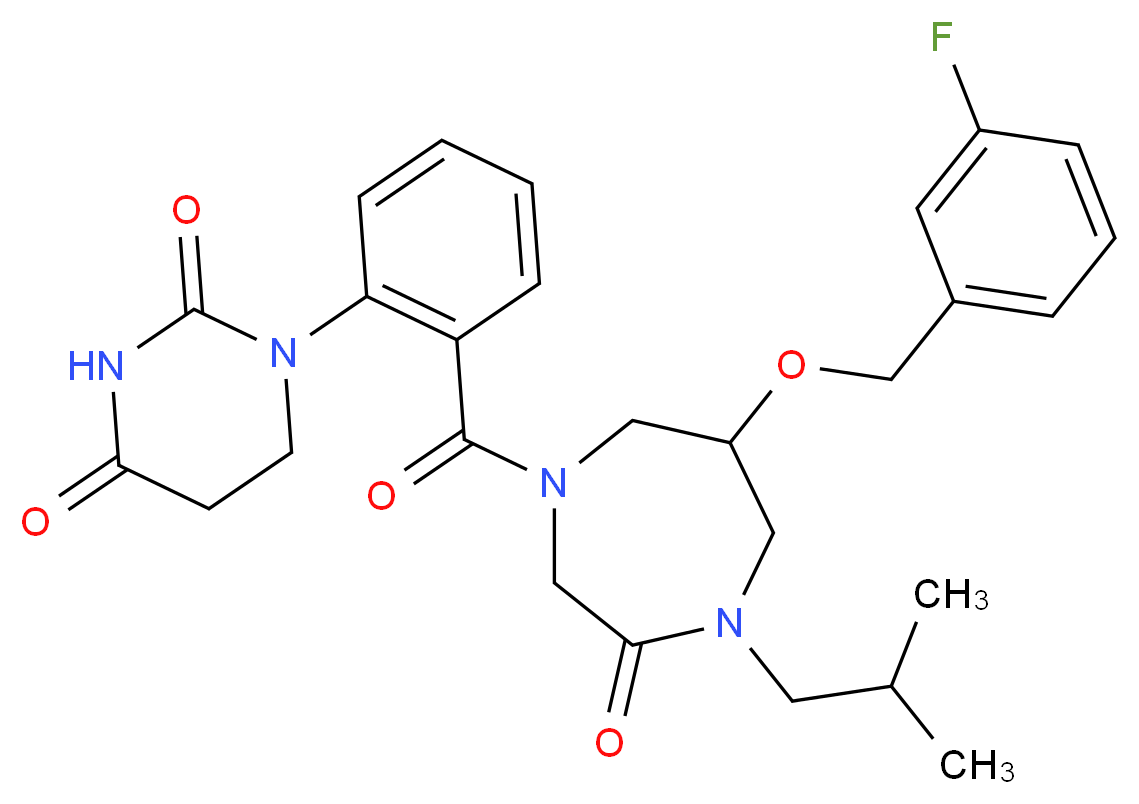 1-[2-({6-[(3-fluorobenzyl)oxy]-4-isobutyl-3-oxo-1,4-diazepan-1-yl}carbonyl)phenyl]dihydro-2,4(1H,3H)-pyrimidinedione_Molecular_structure_CAS_)