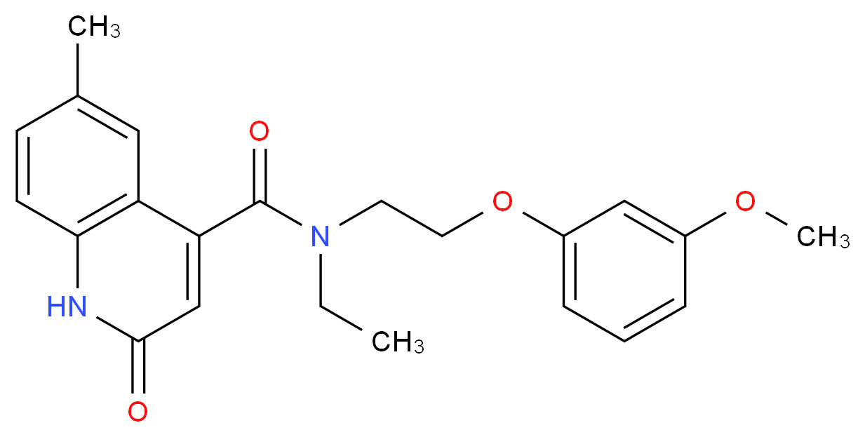 N-ethyl-N-[2-(3-methoxyphenoxy)ethyl]-6-methyl-2-oxo-1,2-dihydroquinoline-4-carboxamide_Molecular_structure_CAS_)