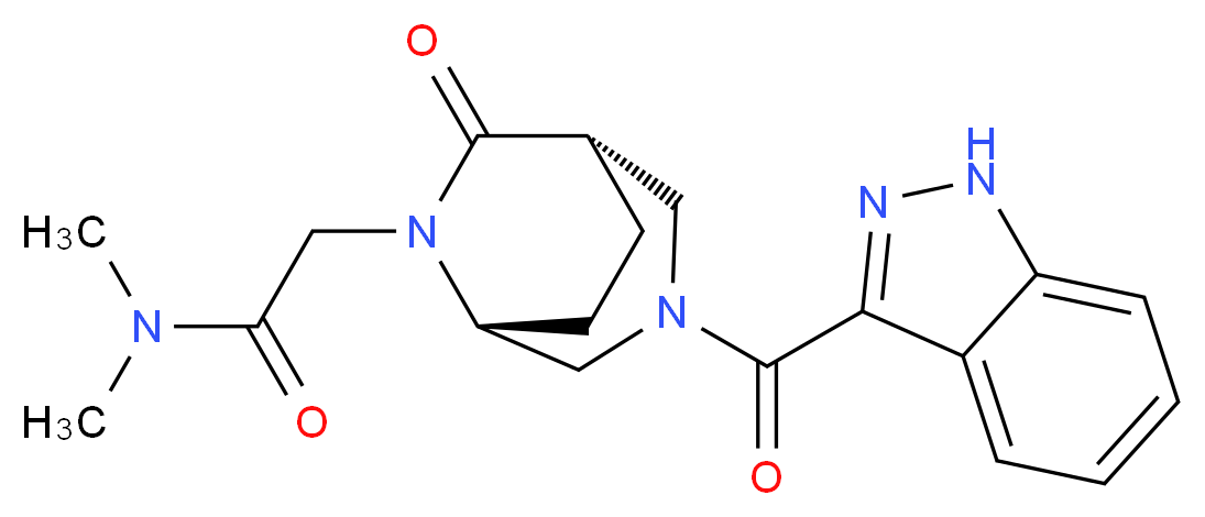 2-[(1S*,5R*)-3-(1H-indazol-3-ylcarbonyl)-7-oxo-3,6-diazabicyclo[3.2.2]non-6-yl]-N,N-dimethylacetamide_Molecular_structure_CAS_)