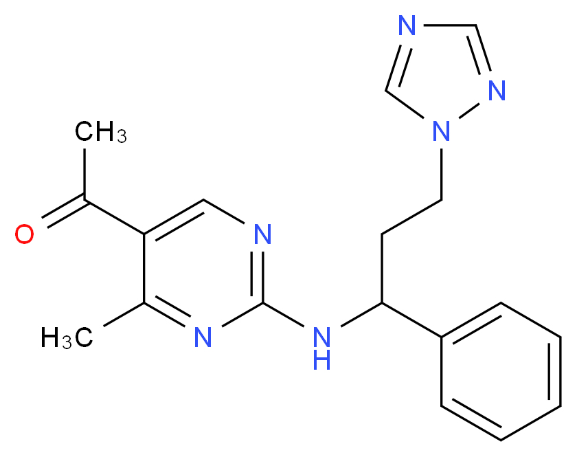1-(4-methyl-2-{[1-phenyl-3-(1H-1,2,4-triazol-1-yl)propyl]amino}pyrimidin-5-yl)ethanone_Molecular_structure_CAS_)
