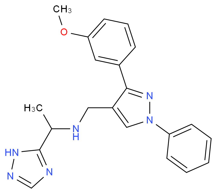 N-{[3-(3-methoxyphenyl)-1-phenyl-1H-pyrazol-4-yl]methyl}-1-(1H-1,2,4-triazol-5-yl)ethanamine_Molecular_structure_CAS_)