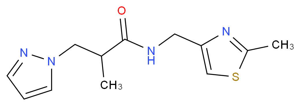 2-methyl-N-[(2-methyl-1,3-thiazol-4-yl)methyl]-3-(1H-pyrazol-1-yl)propanamide_Molecular_structure_CAS_)