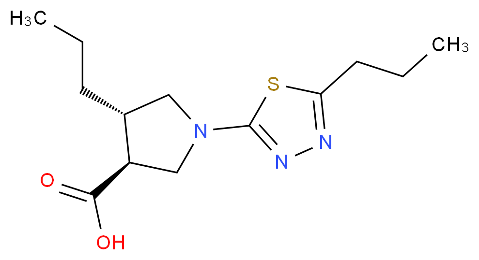 (3S*,4S*)-4-propyl-1-(5-propyl-1,3,4-thiadiazol-2-yl)-3-pyrrolidinecarboxylic acid_Molecular_structure_CAS_)