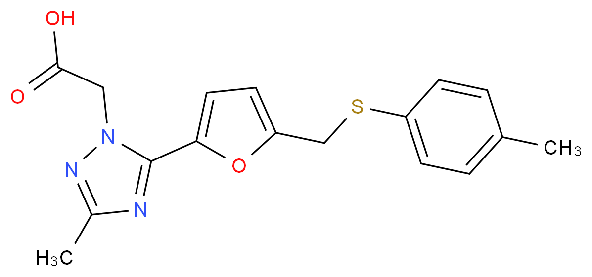 [3-methyl-5-(5-{[(4-methylphenyl)thio]methyl}-2-furyl)-1H-1,2,4-triazol-1-yl]acetic acid_Molecular_structure_CAS_)