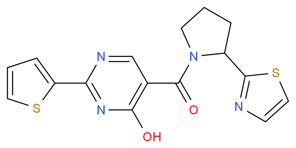 5-{[2-(1,3-thiazol-2-yl)pyrrolidin-1-yl]carbonyl}-2-(2-thienyl)pyrimidin-4-ol_Molecular_structure_CAS_)