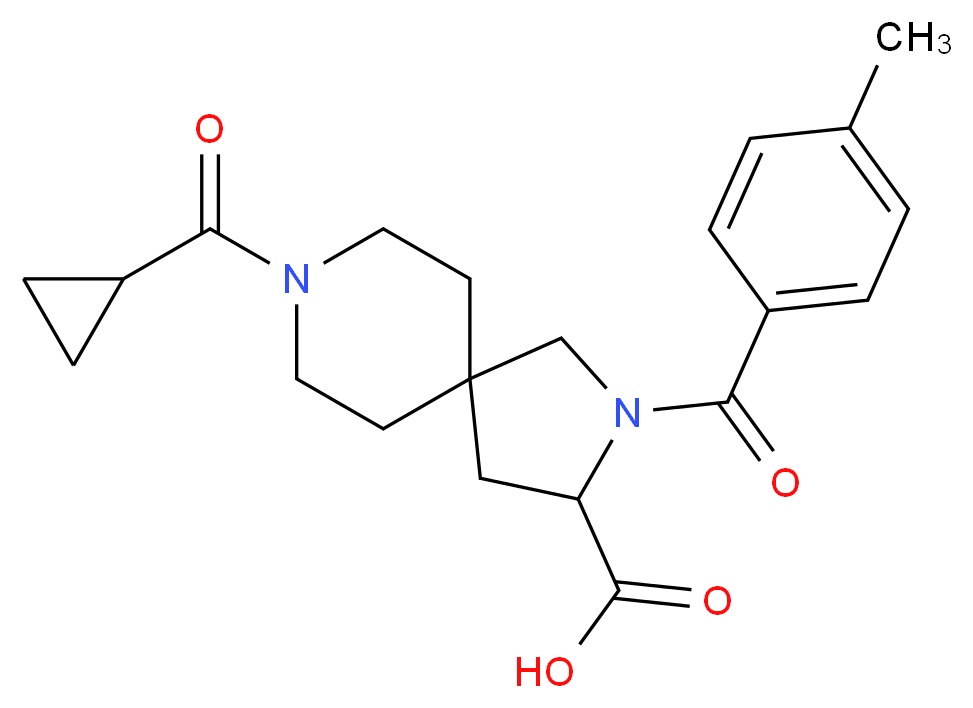 8-(cyclopropylcarbonyl)-2-(4-methylbenzoyl)-2,8-diazaspiro[4.5]decane-3-carboxylic acid_Molecular_structure_CAS_)