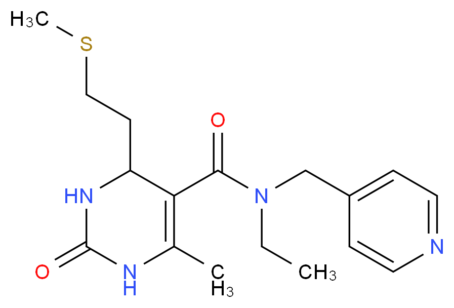 N-ethyl-6-methyl-4-[2-(methylthio)ethyl]-2-oxo-N-(pyridin-4-ylmethyl)-1,2,3,4-tetrahydropyrimidine-5-carboxamide_Molecular_structure_CAS_)