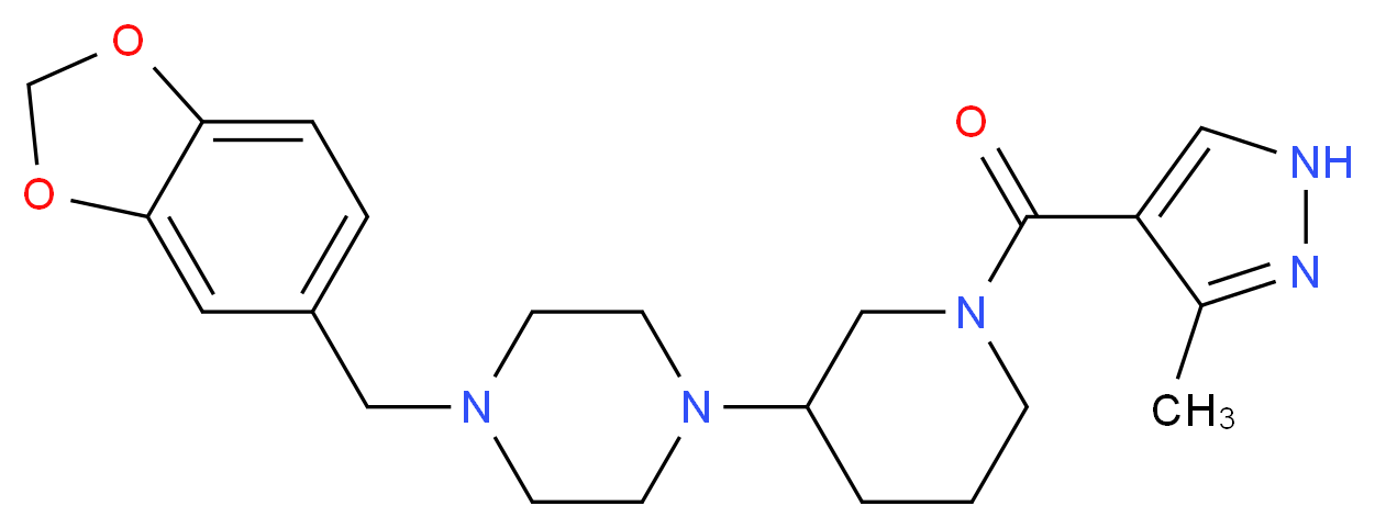 1-(1,3-benzodioxol-5-ylmethyl)-4-{1-[(3-methyl-1H-pyrazol-4-yl)carbonyl]-3-piperidinyl}piperazine_Molecular_structure_CAS_)