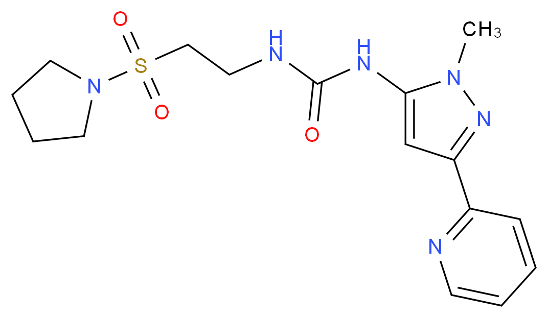 N-(1-methyl-3-pyridin-2-yl-1H-pyrazol-5-yl)-N'-[2-(pyrrolidin-1-ylsulfonyl)ethyl]urea_Molecular_structure_CAS_)