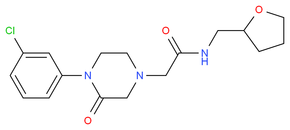2-[4-(3-chlorophenyl)-3-oxo-1-piperazinyl]-N-(tetrahydro-2-furanylmethyl)acetamide_Molecular_structure_CAS_)