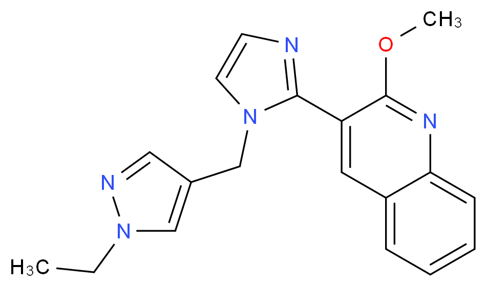 3-{1-[(1-ethyl-1H-pyrazol-4-yl)methyl]-1H-imidazol-2-yl}-2-methoxyquinoline_Molecular_structure_CAS_)