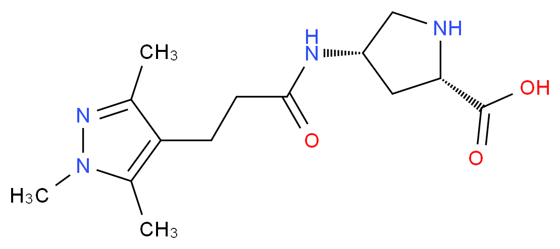 (4S)-4-{[3-(1,3,5-trimethyl-1H-pyrazol-4-yl)propanoyl]amino}-L-proline_Molecular_structure_CAS_)