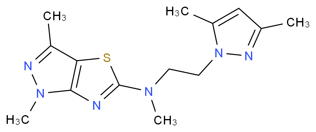 N-[2-(3,5-dimethyl-1H-pyrazol-1-yl)ethyl]-N,1,3-trimethyl-1H-pyrazolo[3,4-d][1,3]thiazol-5-amine_Molecular_structure_CAS_)