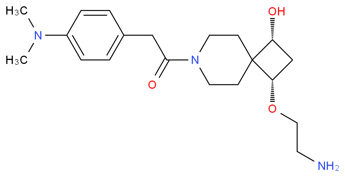 (1R*,3S*)-3-(2-aminoethoxy)-7-{[4-(dimethylamino)phenyl]acetyl}-7-azaspiro[3.5]nonan-1-ol_Molecular_structure_CAS_)