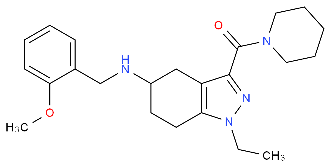 1-ethyl-N-(2-methoxybenzyl)-3-(1-piperidinylcarbonyl)-4,5,6,7-tetrahydro-1H-indazol-5-amine_Molecular_structure_CAS_)