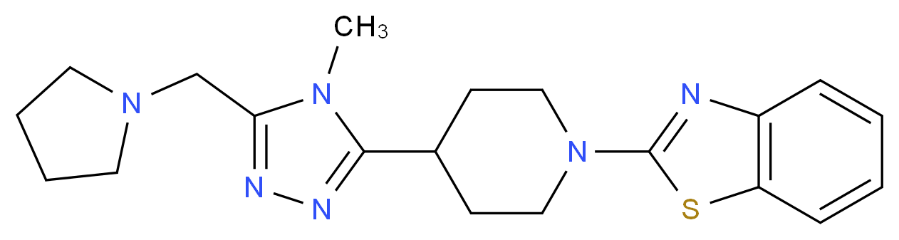 2-{4-[4-methyl-5-(pyrrolidin-1-ylmethyl)-4H-1,2,4-triazol-3-yl]piperidin-1-yl}-1,3-benzothiazole_Molecular_structure_CAS_)