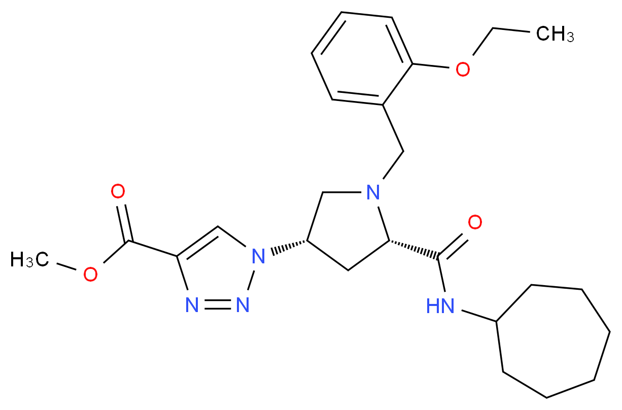 methyl 1-[(3S,5S)-5-[(cycloheptylamino)carbonyl]-1-(2-ethoxybenzyl)-3-pyrrolidinyl]-1H-1,2,3-triazole-4-carboxylate_Molecular_structure_CAS_)