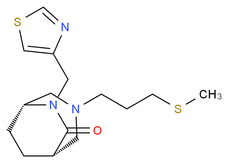 (1S*,5R*)-3-[3-(methylthio)propyl]-6-(1,3-thiazol-4-ylmethyl)-3,6-diazabicyclo[3.2.2]nonan-7-one_Molecular_structure_CAS_)