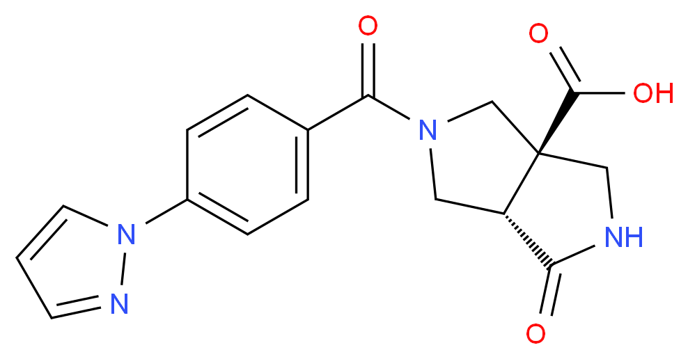 (3aR*,6aS*)-1-oxo-5-[4-(1H-pyrazol-1-yl)benzoyl]hexahydropyrrolo[3,4-c]pyrrole-3a(1H)-carboxylic acid_Molecular_structure_CAS_)