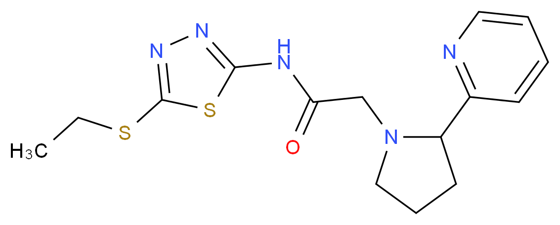 N-[5-(ethylthio)-1,3,4-thiadiazol-2-yl]-2-(2-pyridin-2-ylpyrrolidin-1-yl)acetamide_Molecular_structure_CAS_)