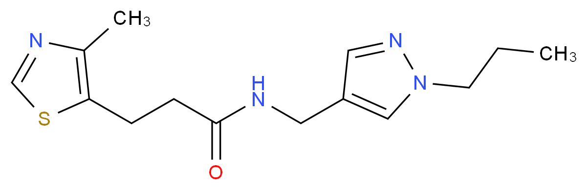 3-(4-methyl-1,3-thiazol-5-yl)-N-[(1-propyl-1H-pyrazol-4-yl)methyl]propanamide_Molecular_structure_CAS_)
