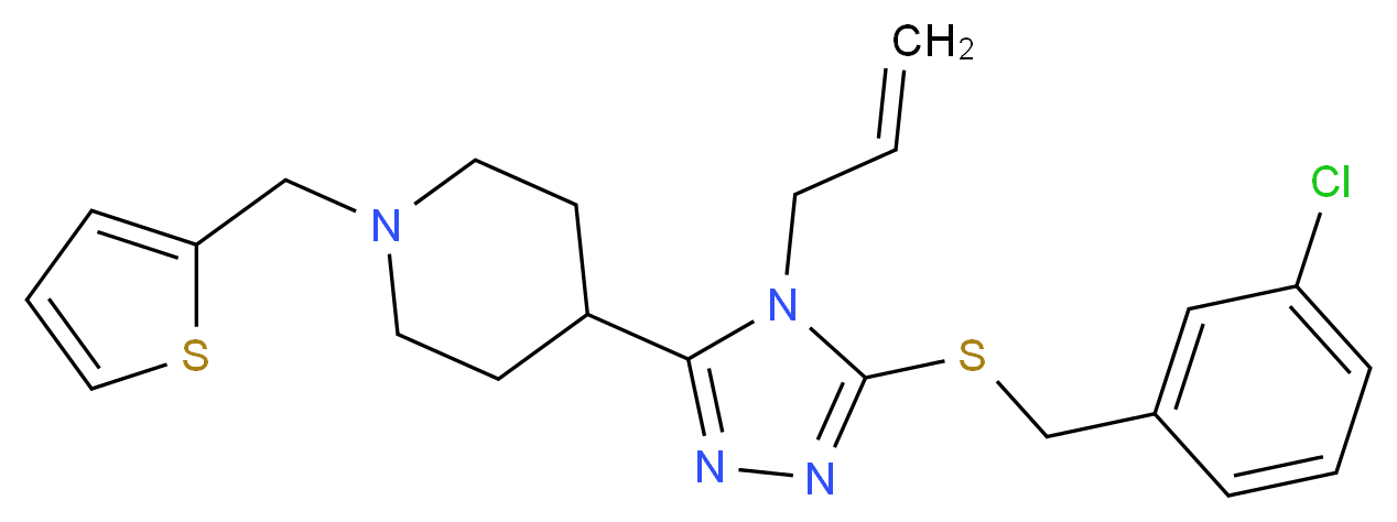 4-{4-allyl-5-[(3-chlorobenzyl)thio]-4H-1,2,4-triazol-3-yl}-1-(2-thienylmethyl)piperidine_Molecular_structure_CAS_)