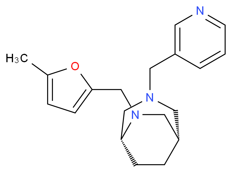 (1S*,5R*)-6-[(5-methyl-2-furyl)methyl]-3-(3-pyridinylmethyl)-3,6-diazabicyclo[3.2.2]nonane_Molecular_structure_CAS_)