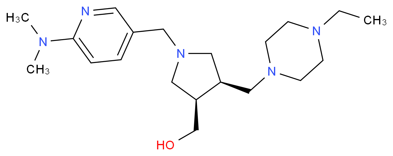 {(3R*,4S*)-1-{[6-(dimethylamino)pyridin-3-yl]methyl}-4-[(4-ethylpiperazin-1-yl)methyl]pyrrolidin-3-yl}methanol_Molecular_structure_CAS_)