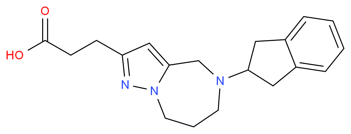3-[5-(2,3-dihydro-1H-inden-2-yl)-5,6,7,8-tetrahydro-4H-pyrazolo[1,5-a][1,4]diazepin-2-yl]propanoic acid_Molecular_structure_CAS_)