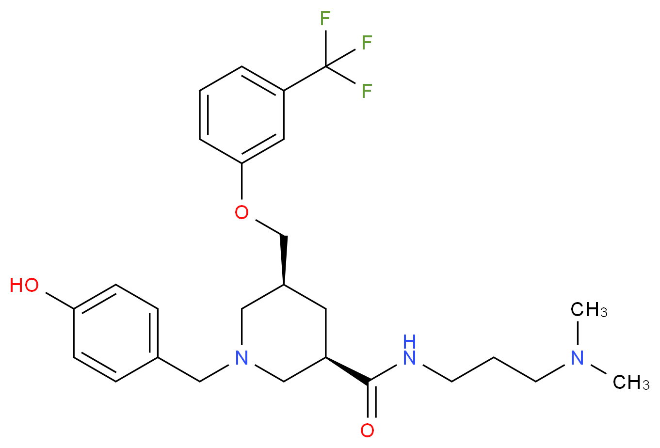 (3R,5S)-N-[3-(dimethylamino)propyl]-1-(4-hydroxybenzyl)-5-{[3-(trifluoromethyl)phenoxy]methyl}-3-piperidinecarboxamide_Molecular_structure_CAS_)