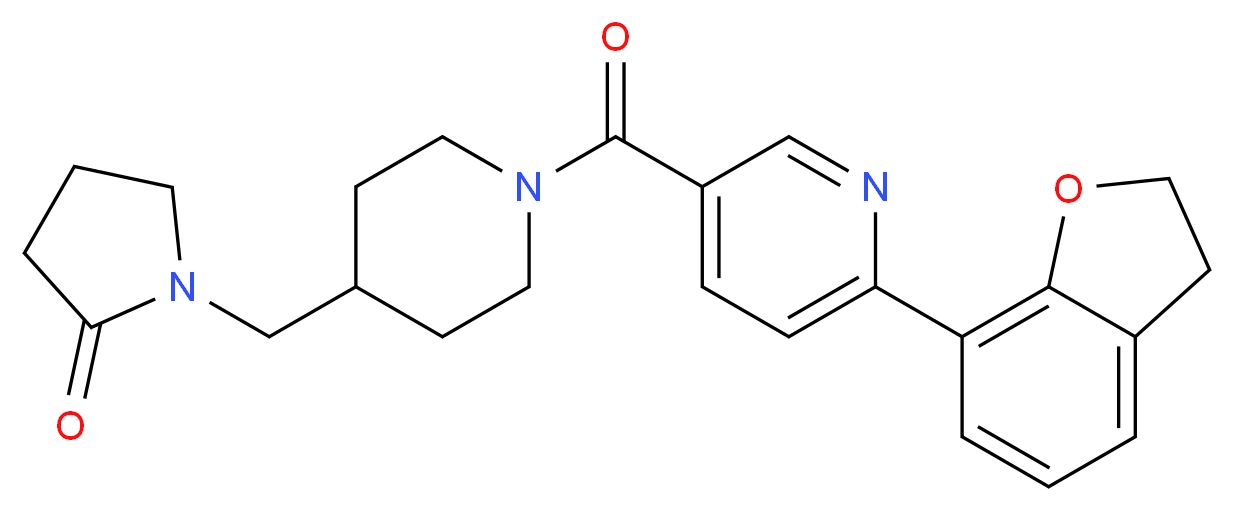 1-[(1-{[6-(2,3-dihydro-1-benzofuran-7-yl)pyridin-3-yl]carbonyl}piperidin-4-yl)methyl]pyrrolidin-2-one_Molecular_structure_CAS_)
