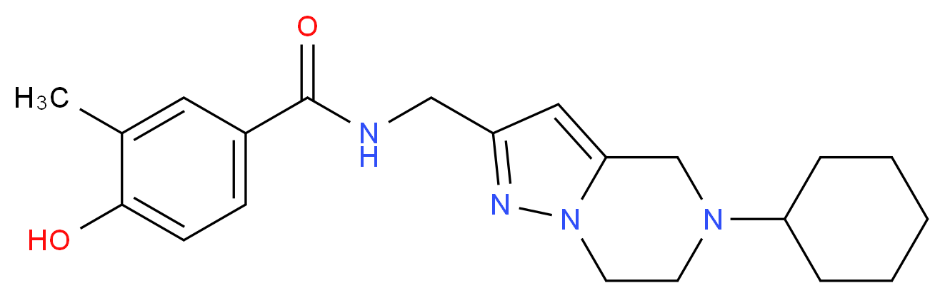 N-[(5-cyclohexyl-4,5,6,7-tetrahydropyrazolo[1,5-a]pyrazin-2-yl)methyl]-4-hydroxy-3-methylbenzamide_Molecular_structure_CAS_)