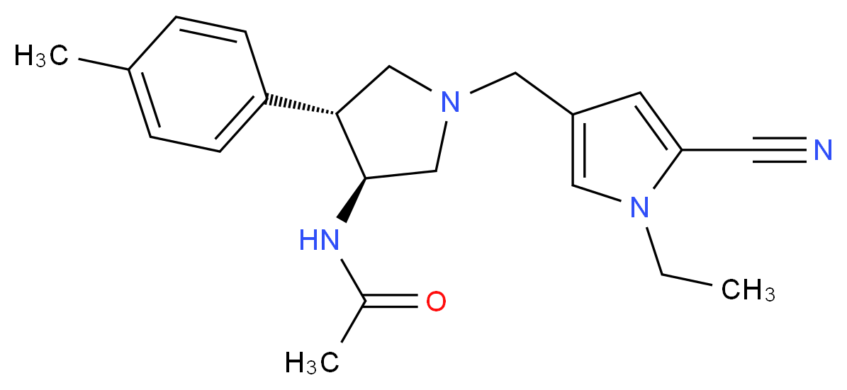 N-[(3S*,4R*)-1-[(5-cyano-1-ethyl-1H-pyrrol-3-yl)methyl]-4-(4-methylphenyl)-3-pyrrolidinyl]acetamide_Molecular_structure_CAS_)