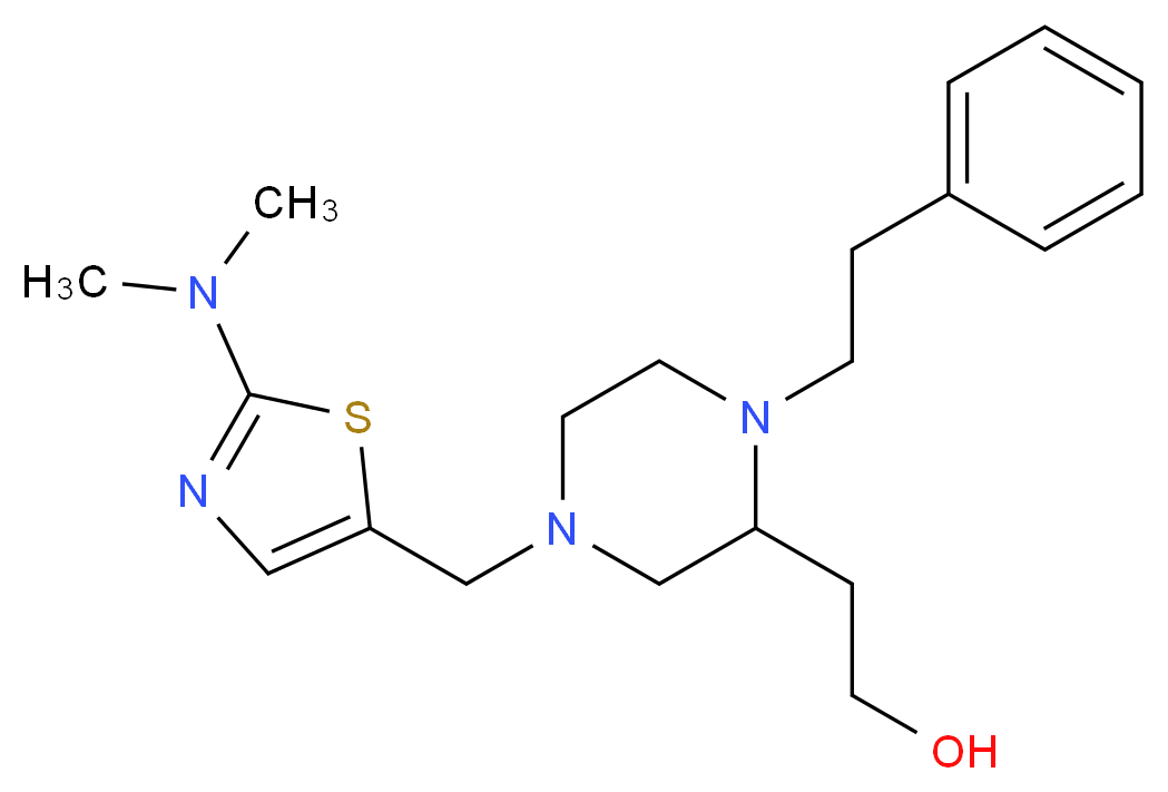 2-[4-{[2-(dimethylamino)-1,3-thiazol-5-yl]methyl}-1-(2-phenylethyl)-2-piperazinyl]ethanol_Molecular_structure_CAS_)