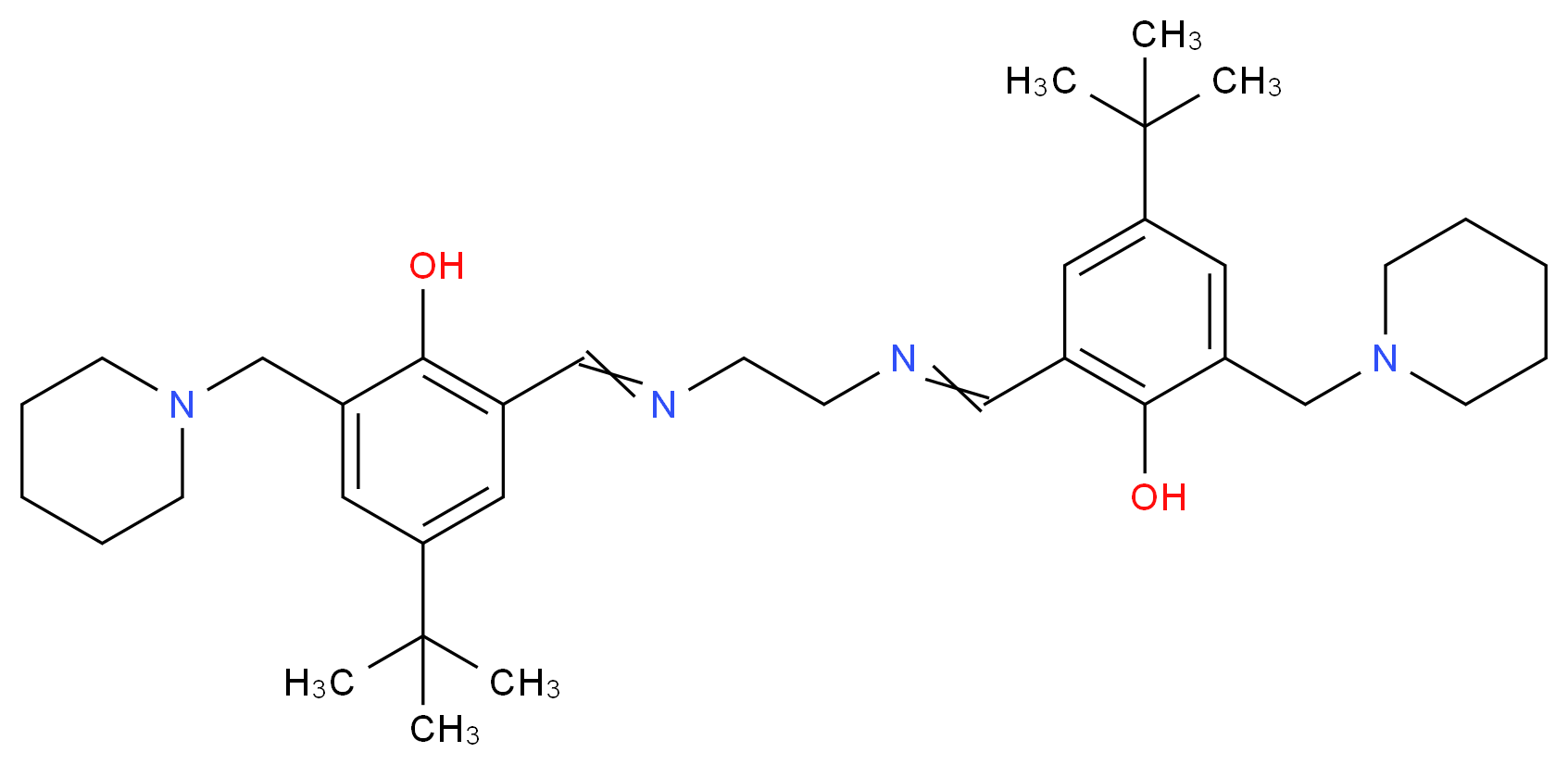 2,2′-[1,2-Ethanediylbis[(E)-(nitrilomethylidyne)]] bis[4-(tert-butyl)-6-(1-piperidinylmethyl)phenol_Molecular_structure_CAS_524679-18-3)