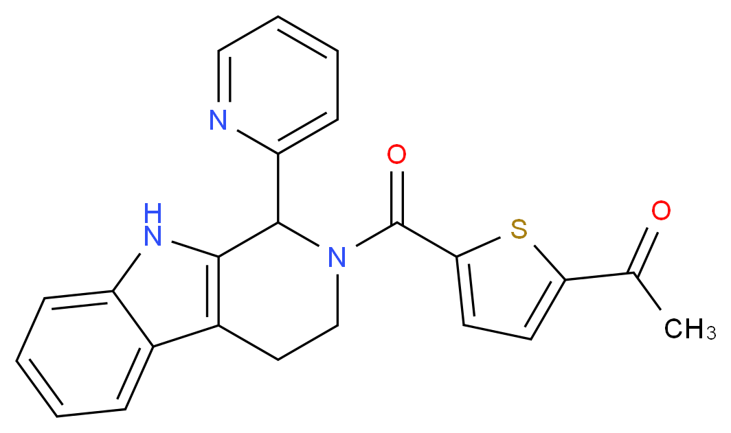 1-(5-{[1-(2-pyridinyl)-1,3,4,9-tetrahydro-2H-beta-carbolin-2-yl]carbonyl}-2-thienyl)ethanone_Molecular_structure_CAS_)