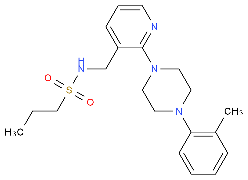 N-({2-[4-(2-methylphenyl)-1-piperazinyl]-3-pyridinyl}methyl)-1-propanesulfonamide_Molecular_structure_CAS_)