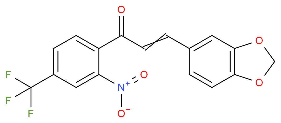 3-(1,3-benzodioxol-5-yl)-1-[2-nitro-4-(trifluoromethyl)phenyl]prop-2-en-1-one_Molecular_structure_CAS_)