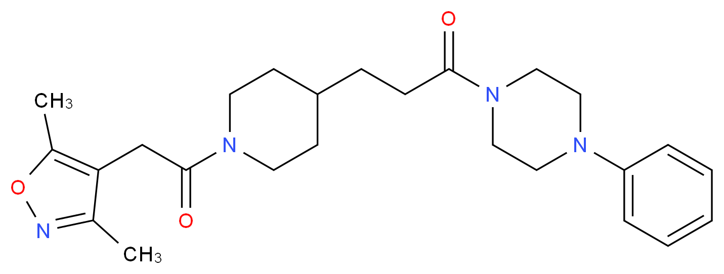 1-(3-{1-[(3,5-dimethyl-4-isoxazolyl)acetyl]-4-piperidinyl}propanoyl)-4-phenylpiperazine_Molecular_structure_CAS_)
