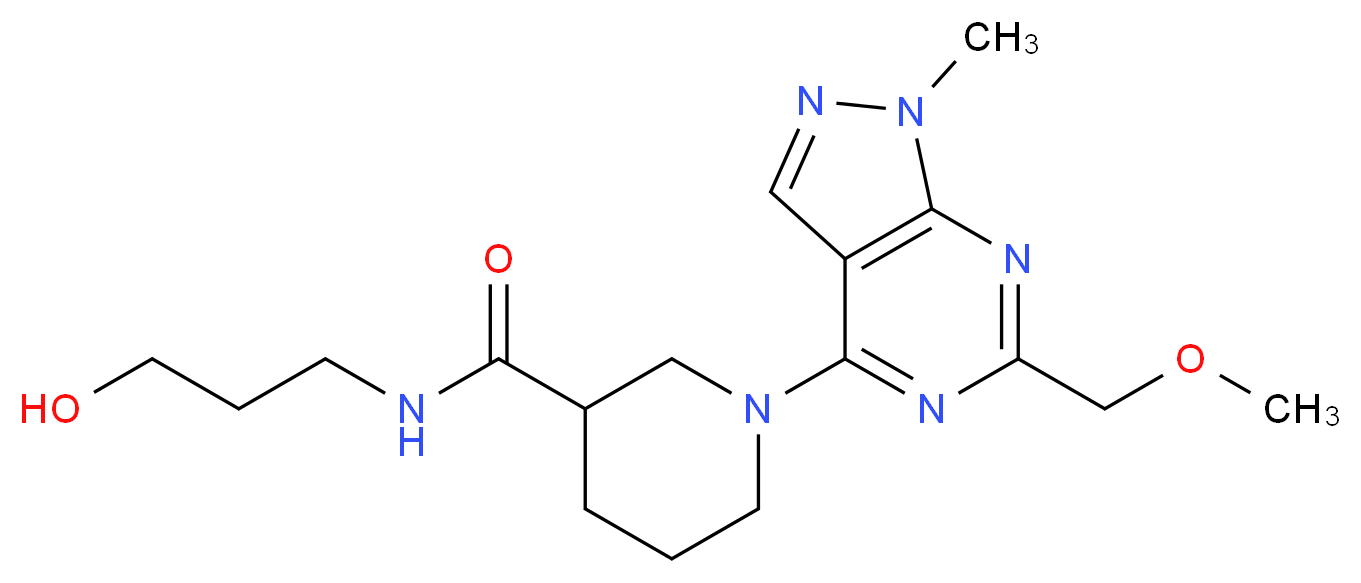 N-(3-hydroxypropyl)-1-[6-(methoxymethyl)-1-methyl-1H-pyrazolo[3,4-d]pyrimidin-4-yl]-3-piperidinecarboxamide_Molecular_structure_CAS_)