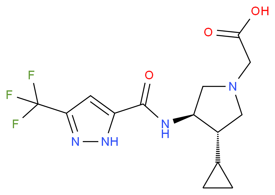 [(3S*,4R*)-3-cyclopropyl-4-({[3-(trifluoromethyl)-1H-pyrazol-5-yl]carbonyl}amino)-1-pyrrolidinyl]acetic acid_Molecular_structure_CAS_)
