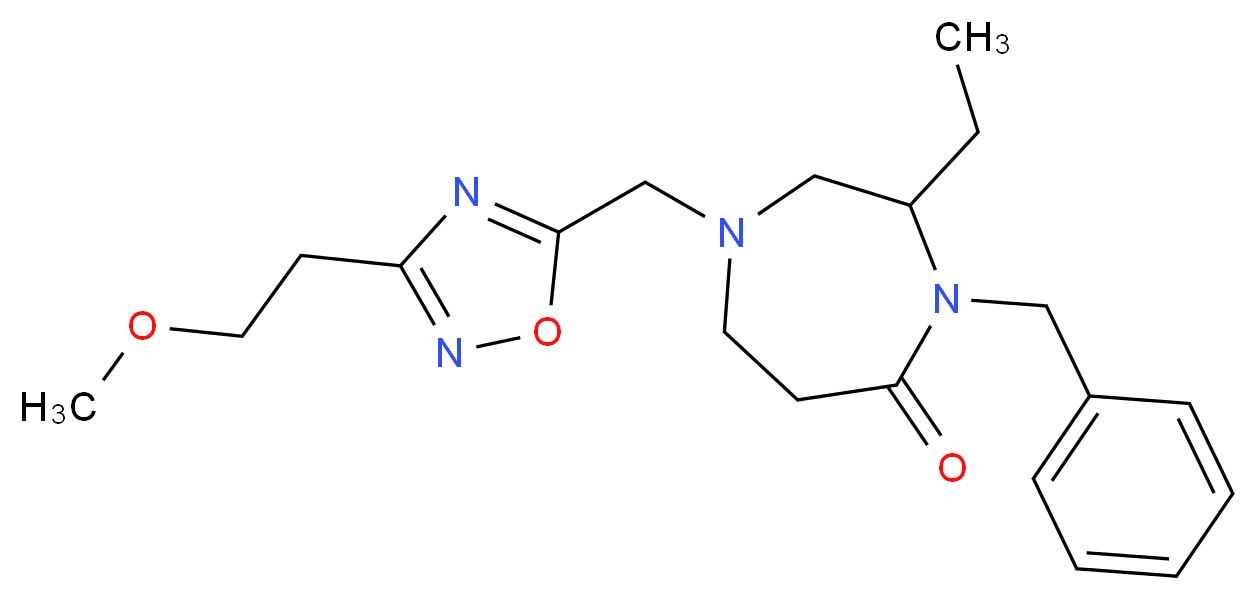 4-benzyl-3-ethyl-1-{[3-(2-methoxyethyl)-1,2,4-oxadiazol-5-yl]methyl}-1,4-diazepan-5-one_Molecular_structure_CAS_)