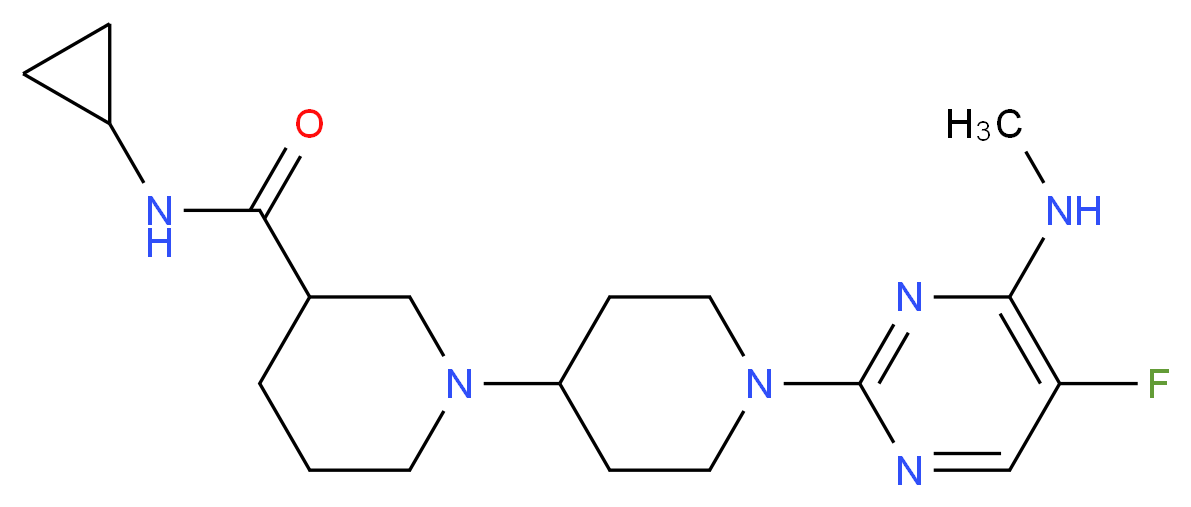 N-cyclopropyl-1'-[5-fluoro-4-(methylamino)pyrimidin-2-yl]-1,4'-bipiperidine-3-carboxamide_Molecular_structure_CAS_)