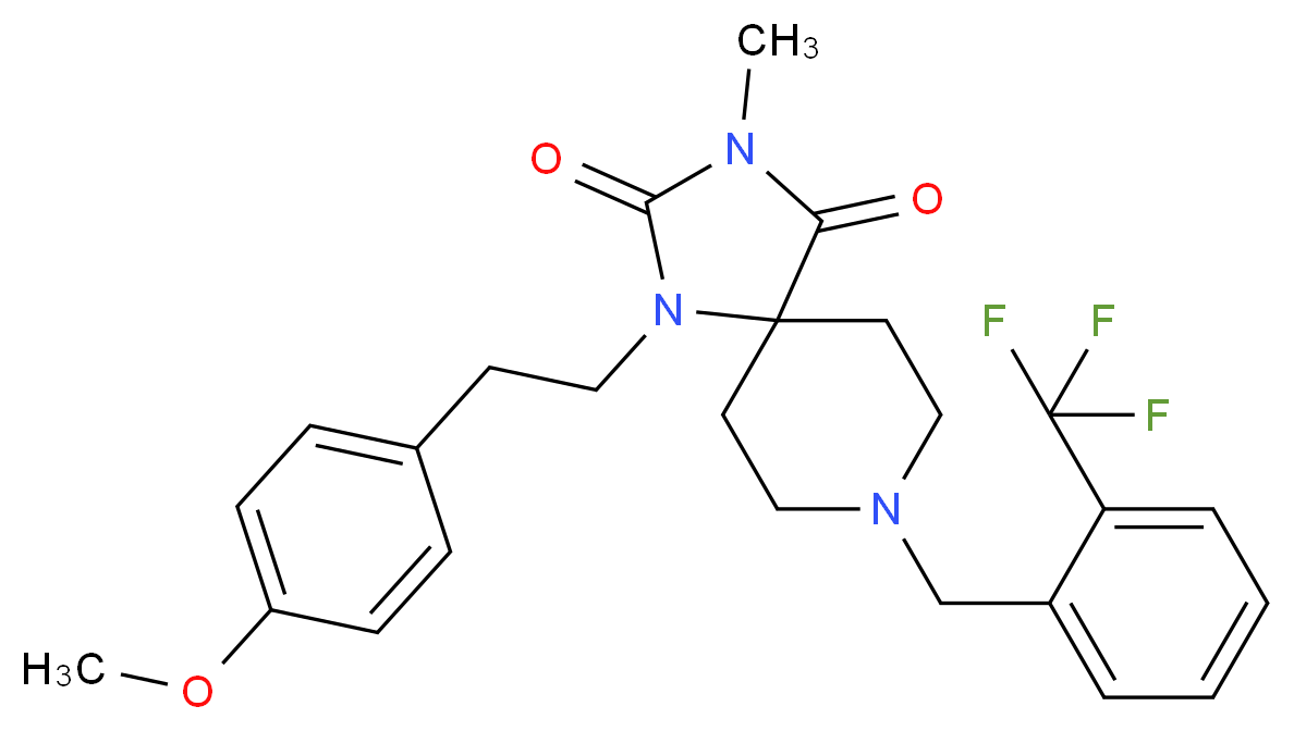 1-[2-(4-methoxyphenyl)ethyl]-3-methyl-8-[2-(trifluoromethyl)benzyl]-1,3,8-triazaspiro[4.5]decane-2,4-dione_Molecular_structure_CAS_)