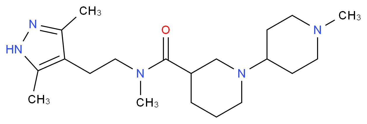 N-[2-(3,5-dimethyl-1H-pyrazol-4-yl)ethyl]-N,1'-dimethyl-1,4'-bipiperidine-3-carboxamide_Molecular_structure_CAS_)